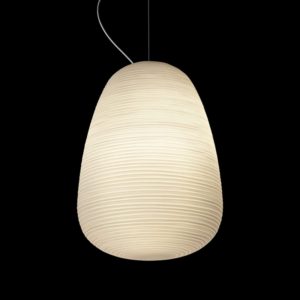 Lampada da sospensione Rituals 1 di Foscarini in vetro soffiato satinato  inciso e metallo verniciato